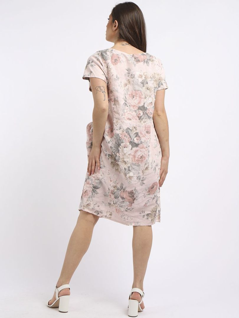 Fleur Linen Dress - Pastel Pink image 3